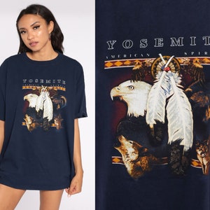 Vintage Yosemite Shirt National Park Shirt Eagle Bear Tshirt Animal Feather TShirt Native American 90s Graphic 1990s Large xl l image 1