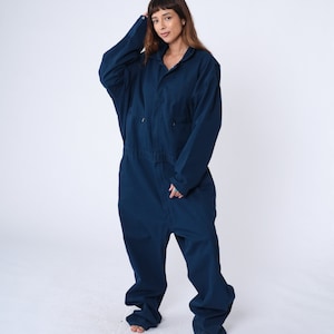 Navy Jumpsuit 90s Key Coveralls Long Sleeve Blue Boilersuit Workwear Boiler Suit One Piece Pant Work Wear Vintage 1990s Men&#39;s 54 3xl