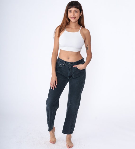 Black Levi 505 Jeans Y2K Straight Leg Jeans Mid Rise Relaxed Boyfriend Denim Pants Basic Vintage 00s Small 32 x 30 Medium