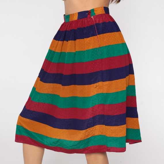 Rainbow Skirt 80s Striped Midi Skirt Boho High Wa… - image 4