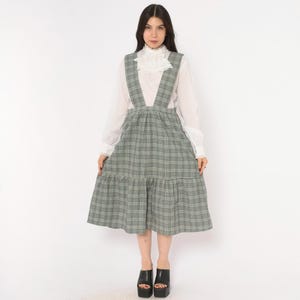 grey dress with brown boots Plaid Pinafore 10/2025