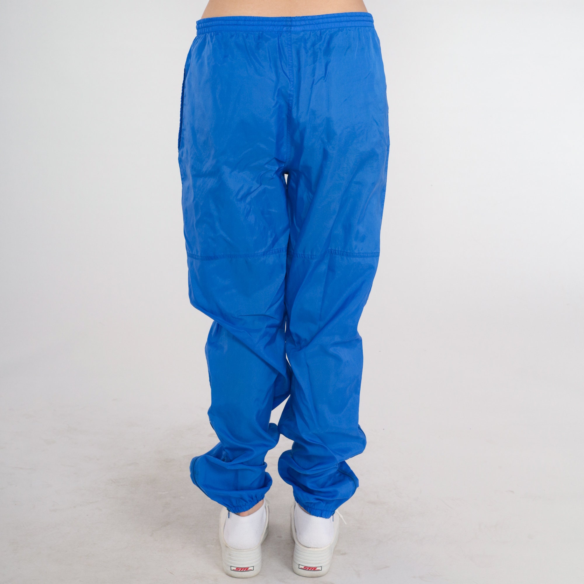 Nike Track Pants 80s Blue Nylon Joggers Baggy Jogging Track Suit Warm ...