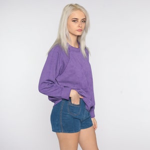 80s Sweatshirt Purple Crewneck Sweatshirt Raglan Sleeve Plain Long Sleeve Shirt Slouchy 1980s Vintage Sweat Shirt Blank Extra Large xl l image 5