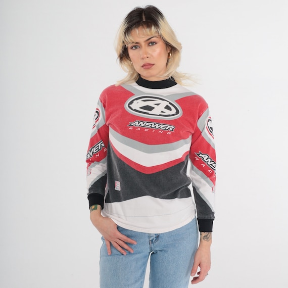 Answer Racing Shirt Y2k Motocross T-Shirt Long Sleeve Racewear Graphic Tee Athletic TShirt Sports Powersports Vintage 00s Extra Small xs
