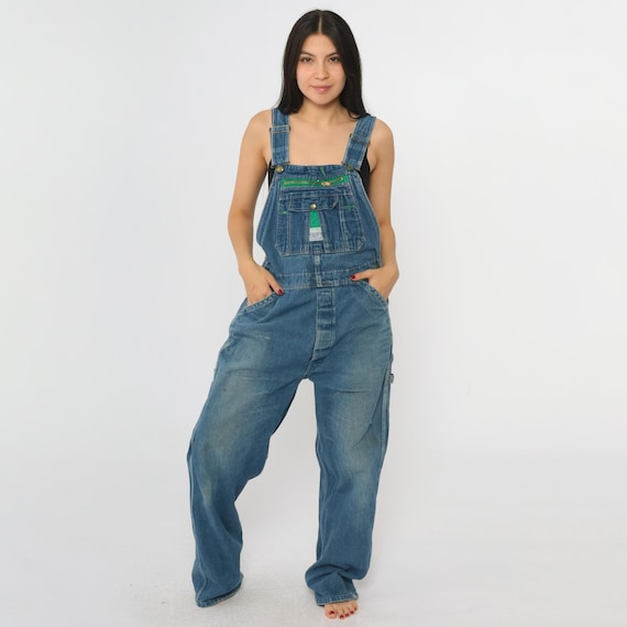 Vintage Liberty Overalls 90s Denim Pants Workwear Bibs Baggy Dungarees Long Blue Jean Pants 1990s Boyfriend Carpenter Men's 35 x 32 Small