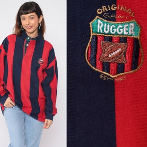 90s red × navy border rugger shirt usa-rugby-stripe-long-sleeve-