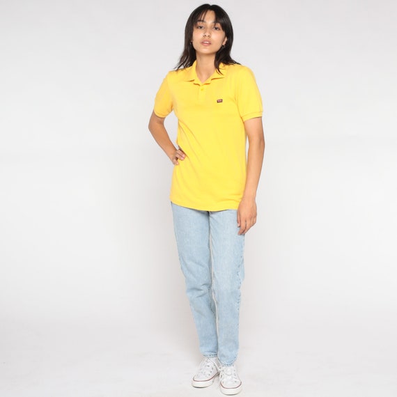 Brittania Polo Shirt 80s Bright Yellow Collared S… - image 3