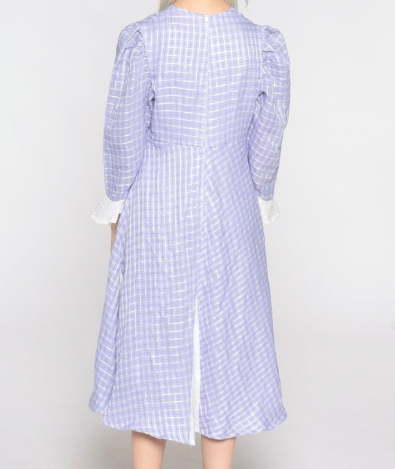 Purple Checkered Dress Puff Sleeve Cottagecore Dr… - image 6