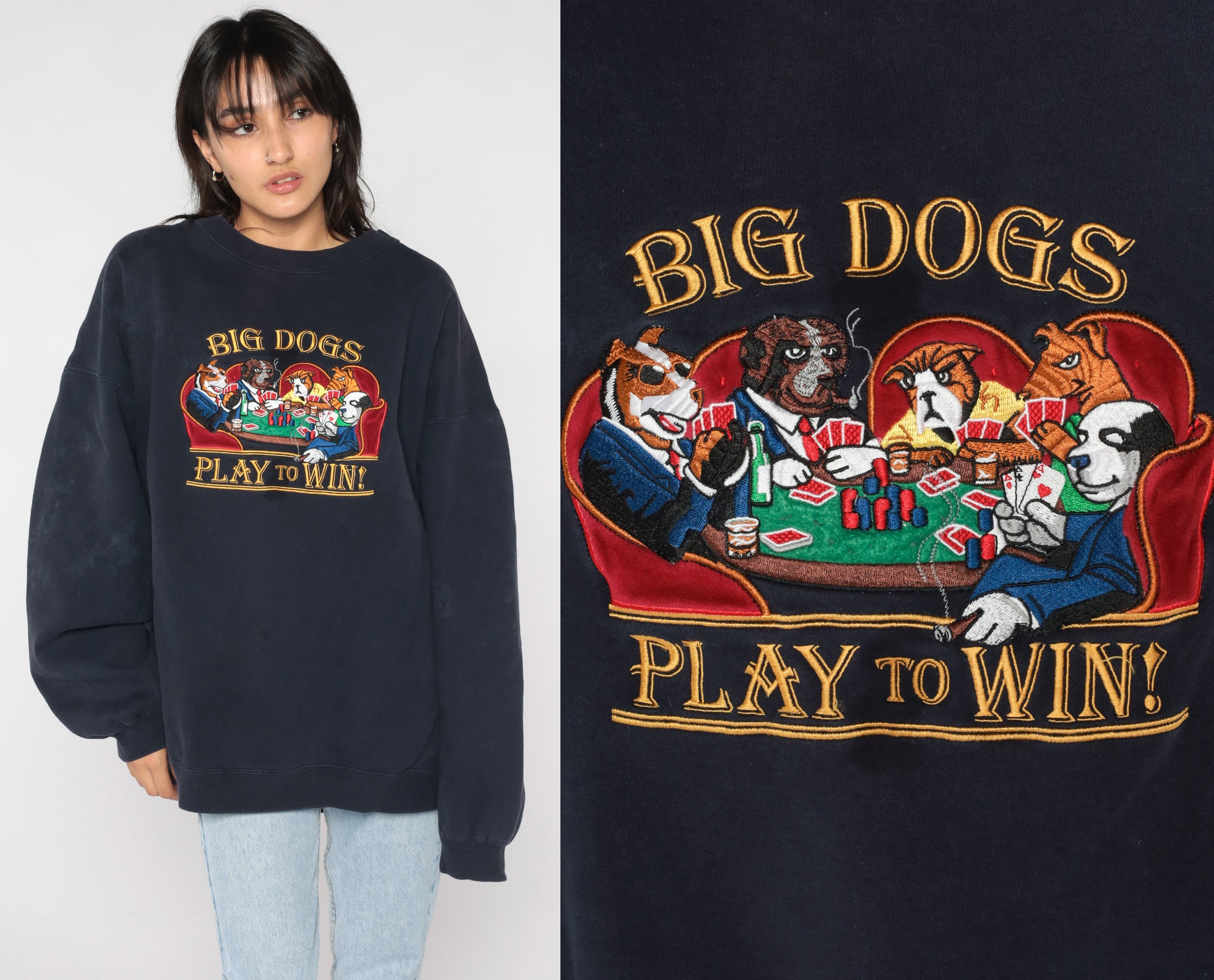 Big Dogs Sweatshirt Y2K Poker Dogs Play 