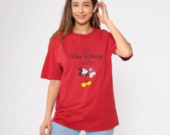 Vintage 90s Mickey Mouse Shirt Disney Studios T-Shirt Graphic Tee Disneyworld TShirt Retro Cartoon 1990s Medium Large
