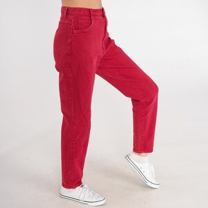 Red Mom Jeans -- High Waisted Red Tapered Mom Jeans 90s Jeans High Waist Denim Slim 1990s Vintage Forenza Jeans Small 28
