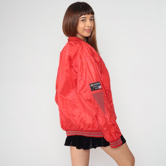 Red Bomber Jacket 90s Sourico Jacket Zip Up Windb… - image 5