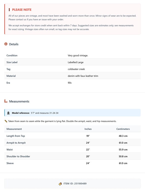 90s Denim Jacket Cropped Button Front Scalloped H… - image 10