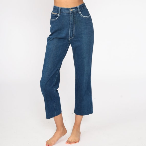 Bootcut Jeans Derrieres Ankle Jeans High Waisted Jeans 80s Denim Pants Dark Blue Bigstone Japanese Jeans 1980s Vintage Extra Small xs 25