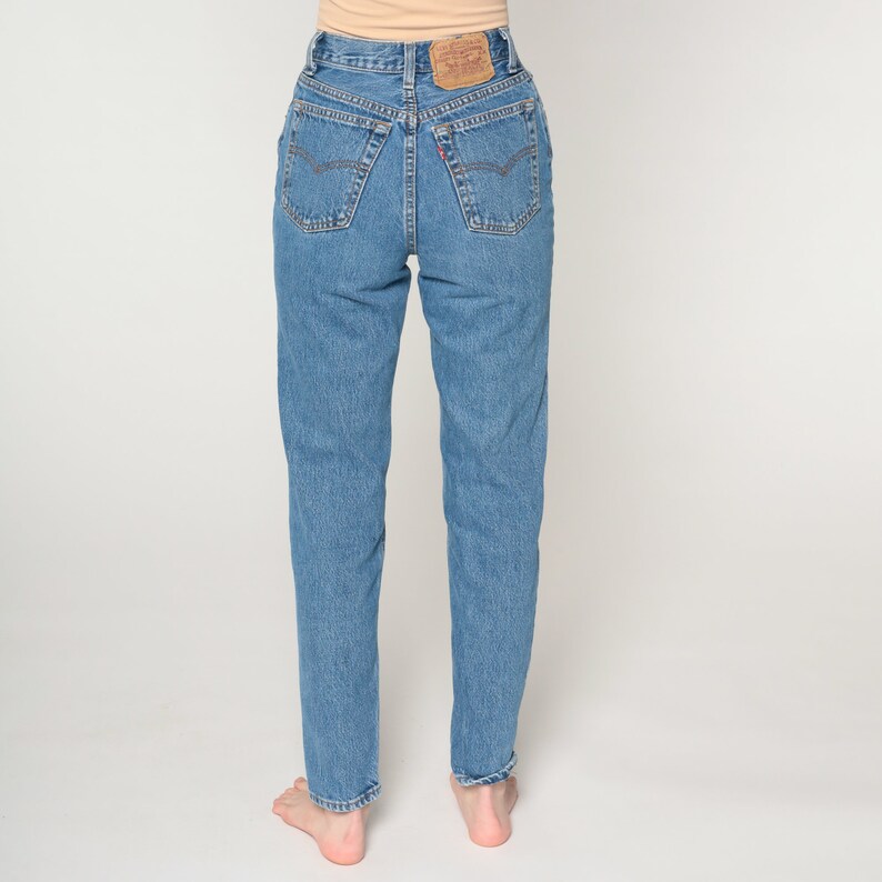 90s Levis Jeans Tapered Mom Jeans High Waisted Rise Levi Jeans Denim Pants Button Fly USA Made Retro Slim Vintage 1990s Extra Small xs 25 image 7