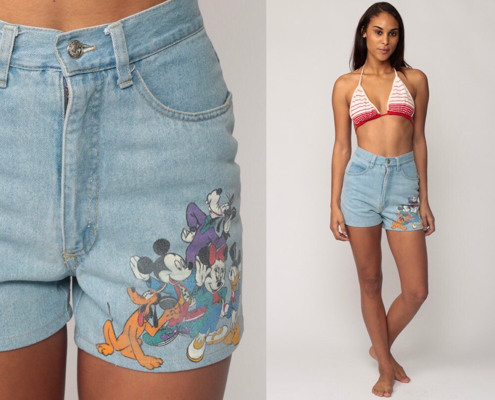 Mickey Mouse Shorts Denim Shorts 90s 