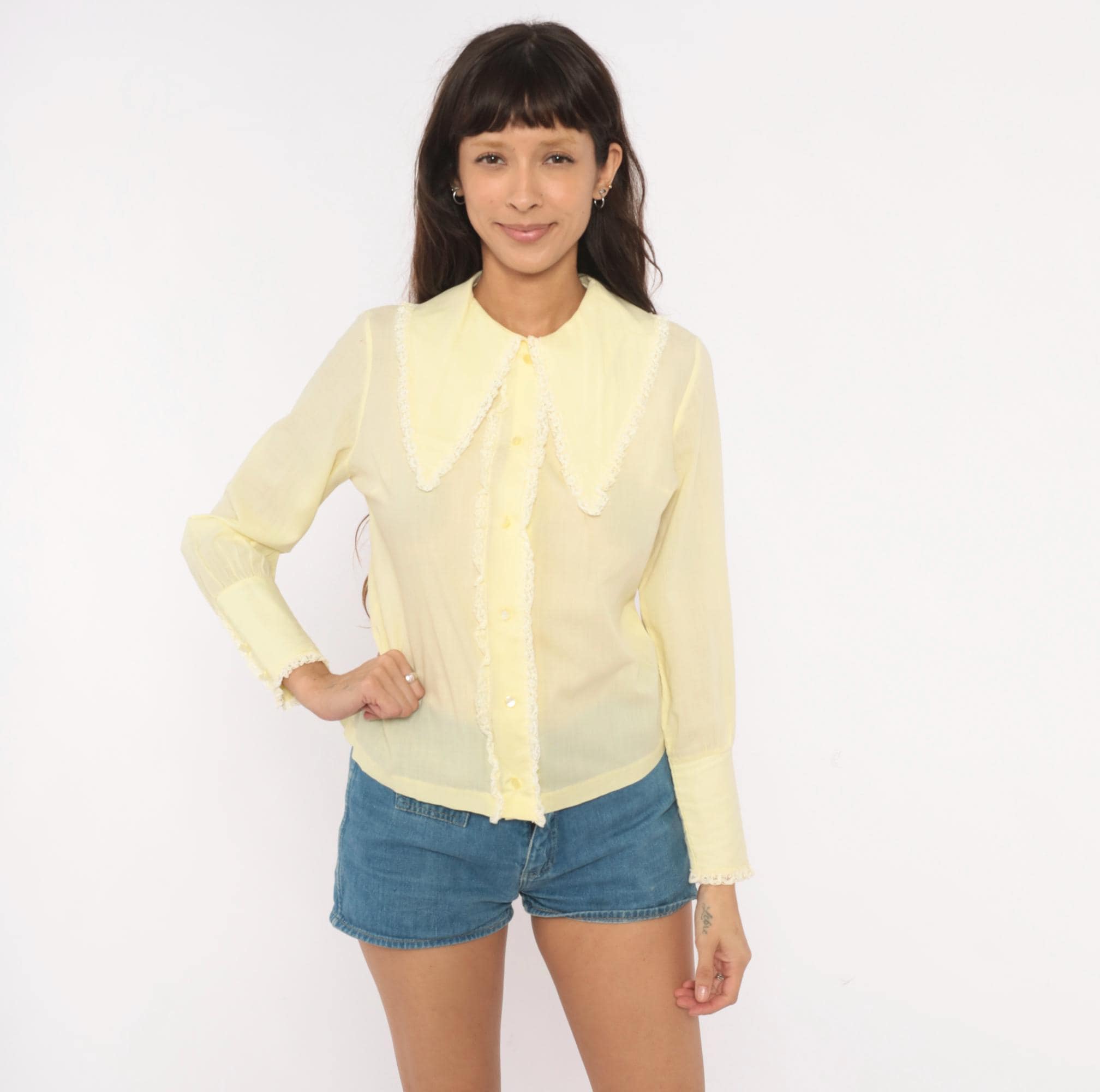 Yellow Ruffle Tuxedo Shirt - Etsy
