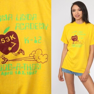 Loma Linda Shirt 80s Running T Shirt Jogging Shirt California Tshirt Running Tee Graphic Single Stitch Vintage Yellow 1980s Small Medium