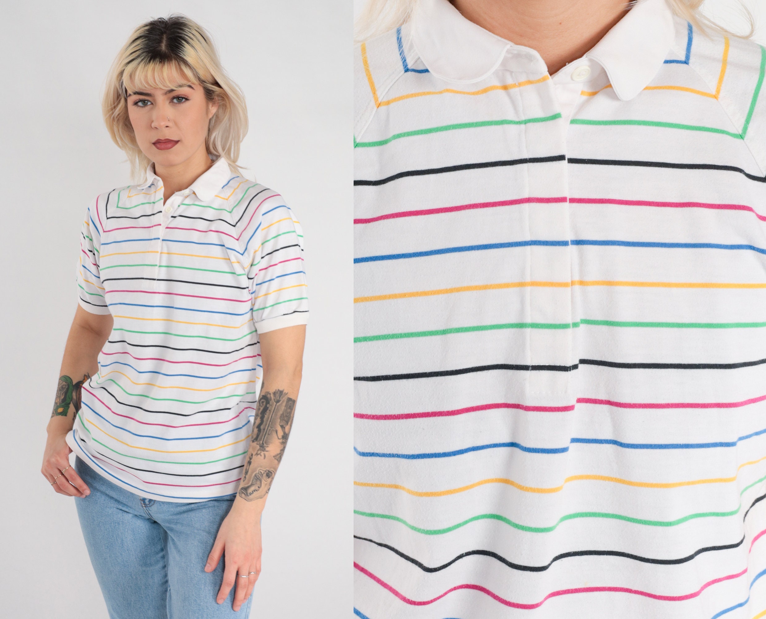 rainbow striped polo