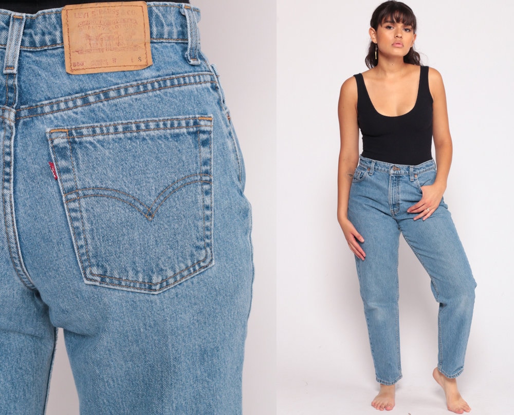 Levi Mom Jeans LEVIS Jeans Waist Jeans 80s Jeans Denim Pants 550 Relaxed Tapered Vintage 90s Blue Medium 10