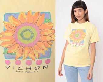 Vichon Napa Valley Shirt 90s Winery Tee California Tshirt Wine Shirt Yellow Floral Graphic Tshirt 1990s Vintage Fresh Produce Medium