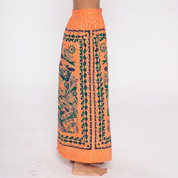 Tree of Life Skirt Y2K Boho Maxi Skirt Orange Floral … Gem