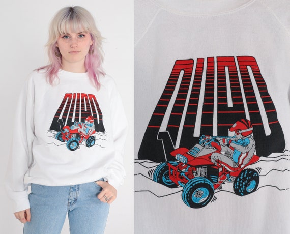 Vintage Quad Bike Sweatshirt 90s ATV Crewneck Pullover 4 Wheeler All Terrain Vehicle Graphic Raglan Sleeve 1990s Tultex 1x Extra Large xl