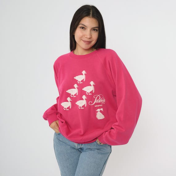 90s Ducks Sweatshirt Vintage Memphis Pink Crewneck Pullover Novelty Graphic Tourist Souvenir Squeaky Toy XL Extra Large