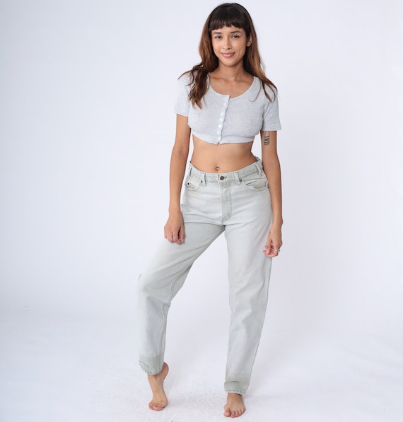 550 Levis Jeans -- 90s Light Grey Jeans Relaxed Tapered High Rise Waist Levi Strauss Jeans Denim Pants Vintage Denim Men's Medium 32 x 32