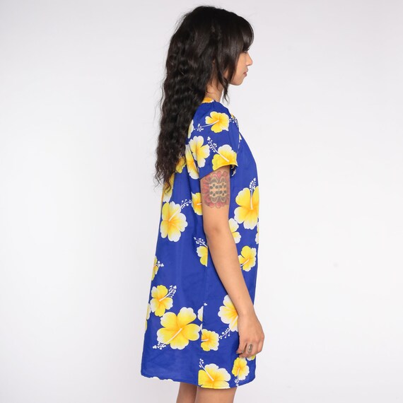 Hawaiian Tent Dress 80s Floral Mini Dress Tropica… - image 5