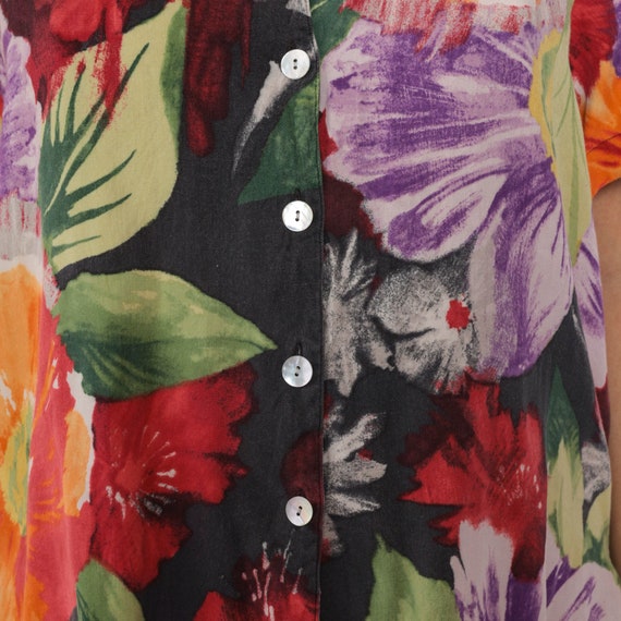 Watercolor Floral Blouse Y2K Silk Shirt Button up… - image 6