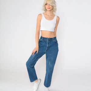 Vintage Straight Leg Jeans 80s Chic Faded Blue Jeans High Waisted Jeans Retro Denim Pants Streetwear 1980s Medium