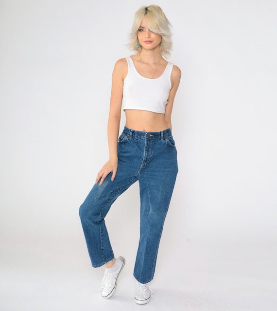 Vintage Straight Leg Jeans 80s Chic Faded Blue Jeans High Waisted Jeans Retro Denim Pants Streetwear 1980s Medium