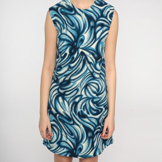 60s Mod Dress Psychedelic Shift Dress Mini Swirl … - image 8