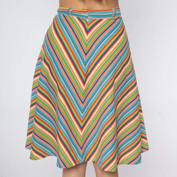 70s Rainbow Skirt Chevron Stripes Skirt 1970s Hig… - image 6