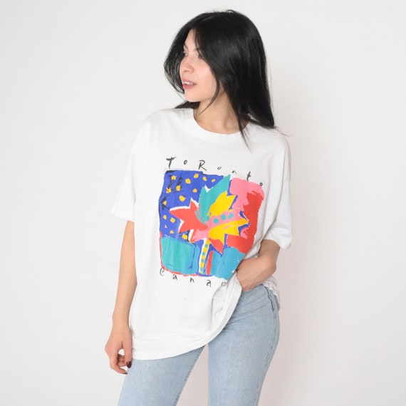 Toronto T-Shirt 90s Canada Shirt Maple Leaf Graphic Tee Canadian Tshirt Tourist Souvenir Single Stitch Vintage 1990s Oh Yes Extra Large xl