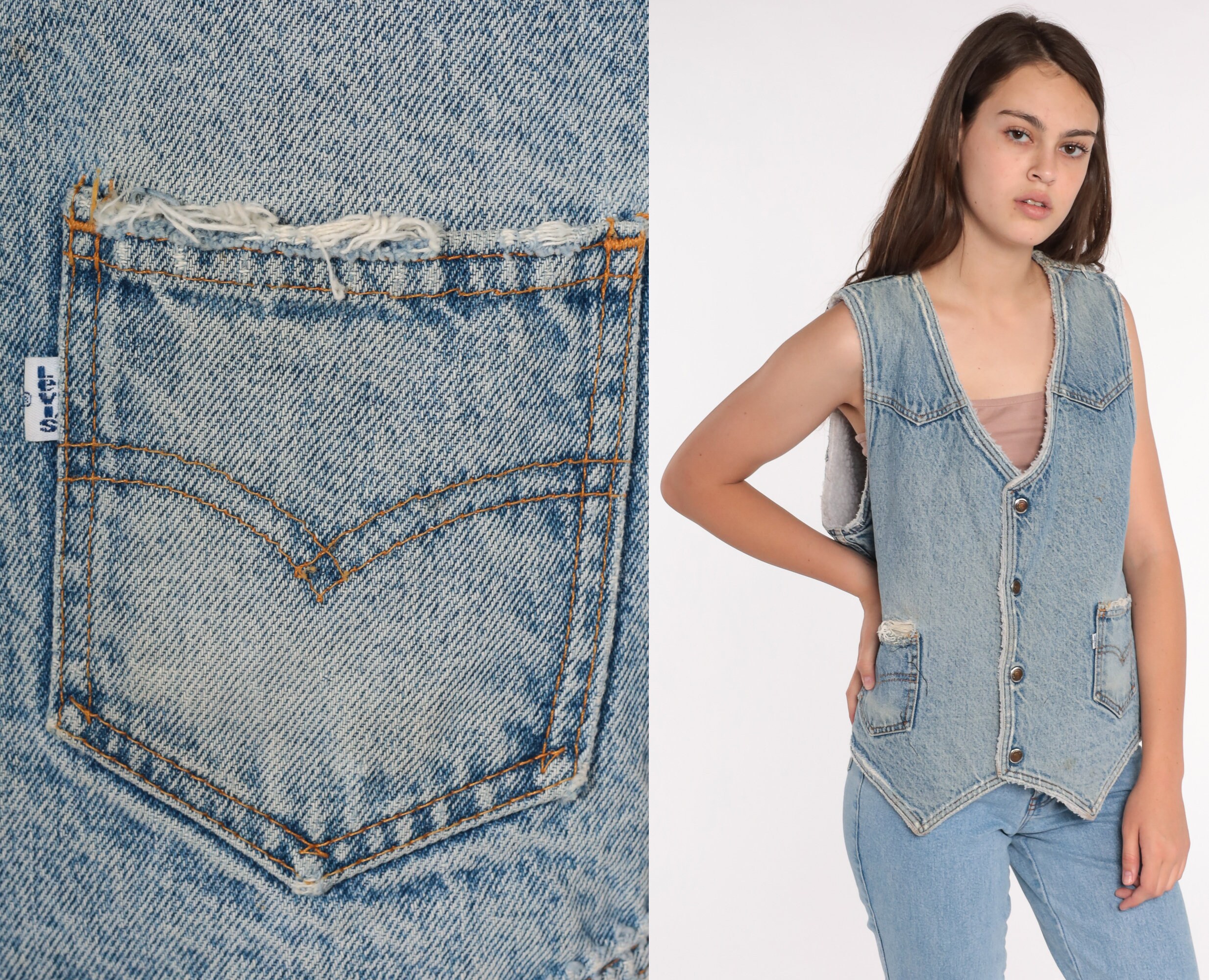 Levis Sherpa Vest Denim Vest 80s Blue 