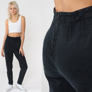 90s Black Jeggings High Waisted Jeans 1990s Tapered Slim Skinny Jeans Mom Jeans Denim Pants High Waist 1990s Vintage Spandex Small S