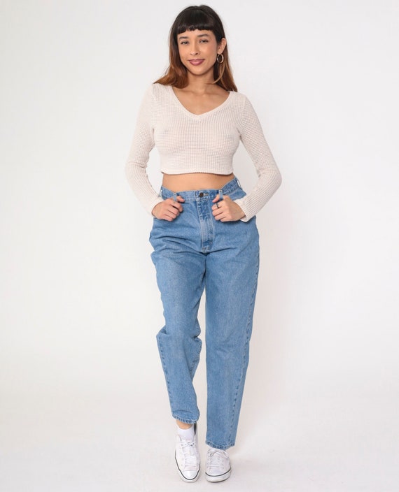 Lee Tapered Jeans 90s High Waist Mom Jeans 1990s High Waisted Denim Pants Vintage Blue Denim Retro Medium 30
