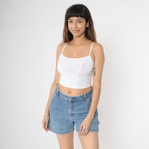 Vintage 90s Gap Jean Shorts Y2K Blue Carpenter Denim Shorts High Waisted Hammer Loop 1990s Retro Summer Size Women's Size 10 Medium