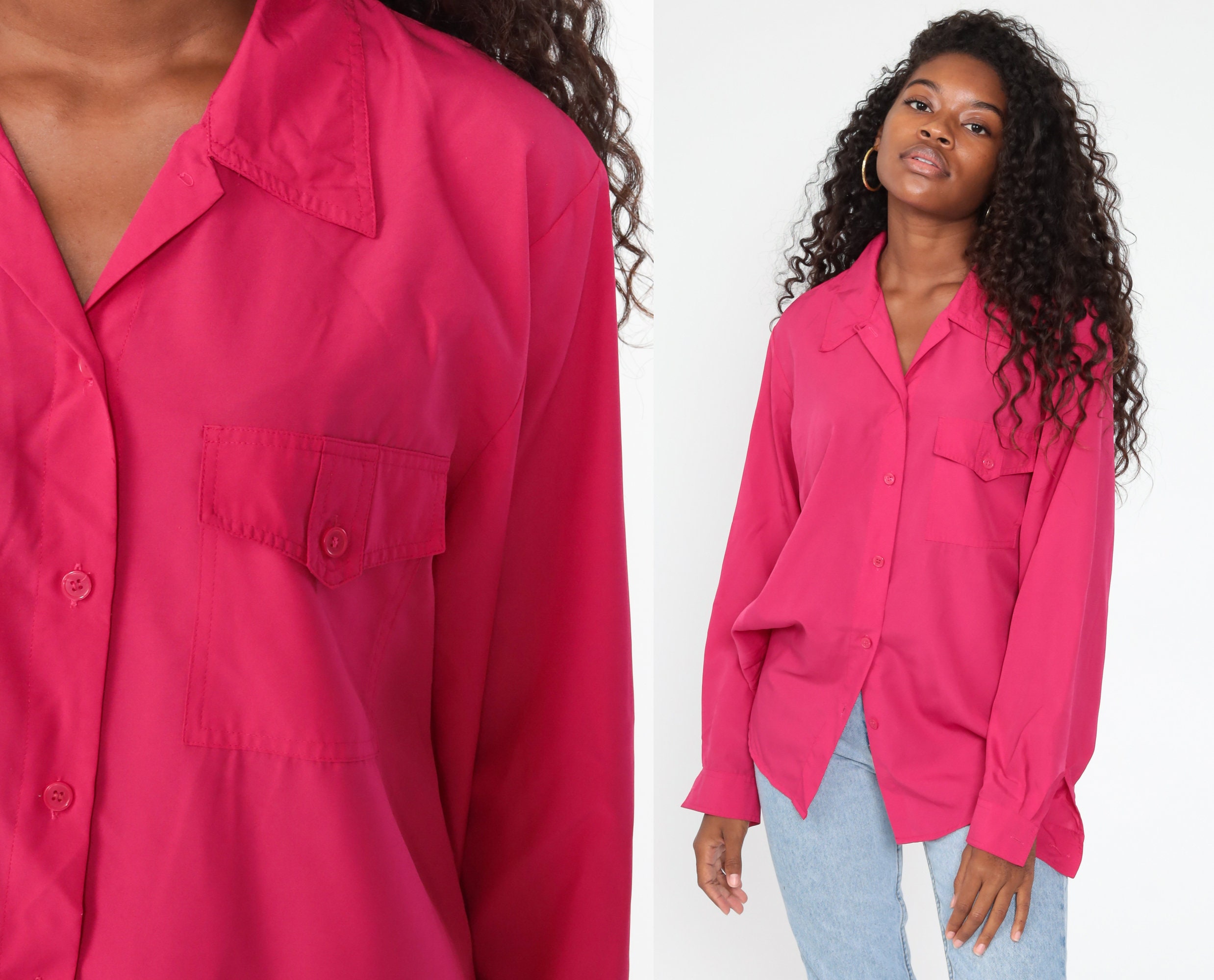 pink blouse button up