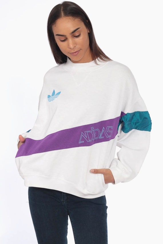 90s Adidas Crewneck Sweatshirt Sports Striped Swe… - image 5
