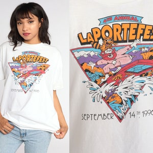 90s LaPorte Fest Shirt Surfer Shirt LaPortefest 1996 T Shirt Single Stitch Surf Tshirt 1990s Vintage Graphic Tee Bellevue Extra Large xl image 1