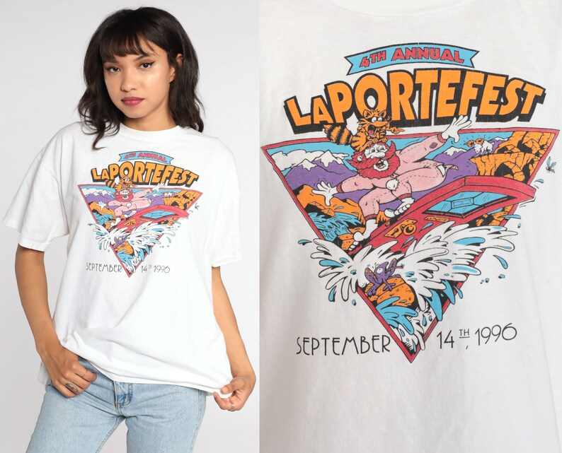 90s LaPorte Fest Shirt Surfer Shirt LaPortefest 1996 T Shirt Single Stitch Surf Tshirt 1990s Vintage Graphic Tee Bellevue Extra Large xl image 1