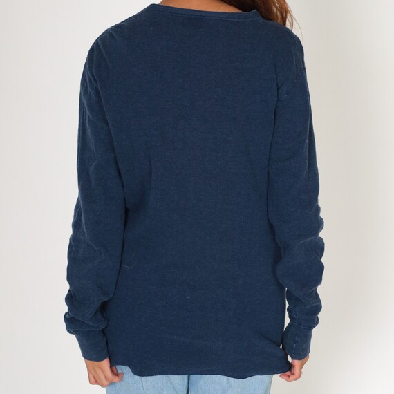 Navy Blue Henley Shirt 80s LL Bean Wool Blend Thermal… Gem