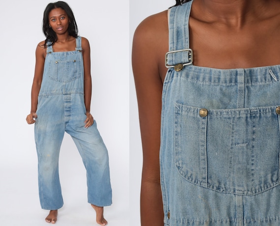 Denim Overalls Pants -- Distressed Overalls 80s De