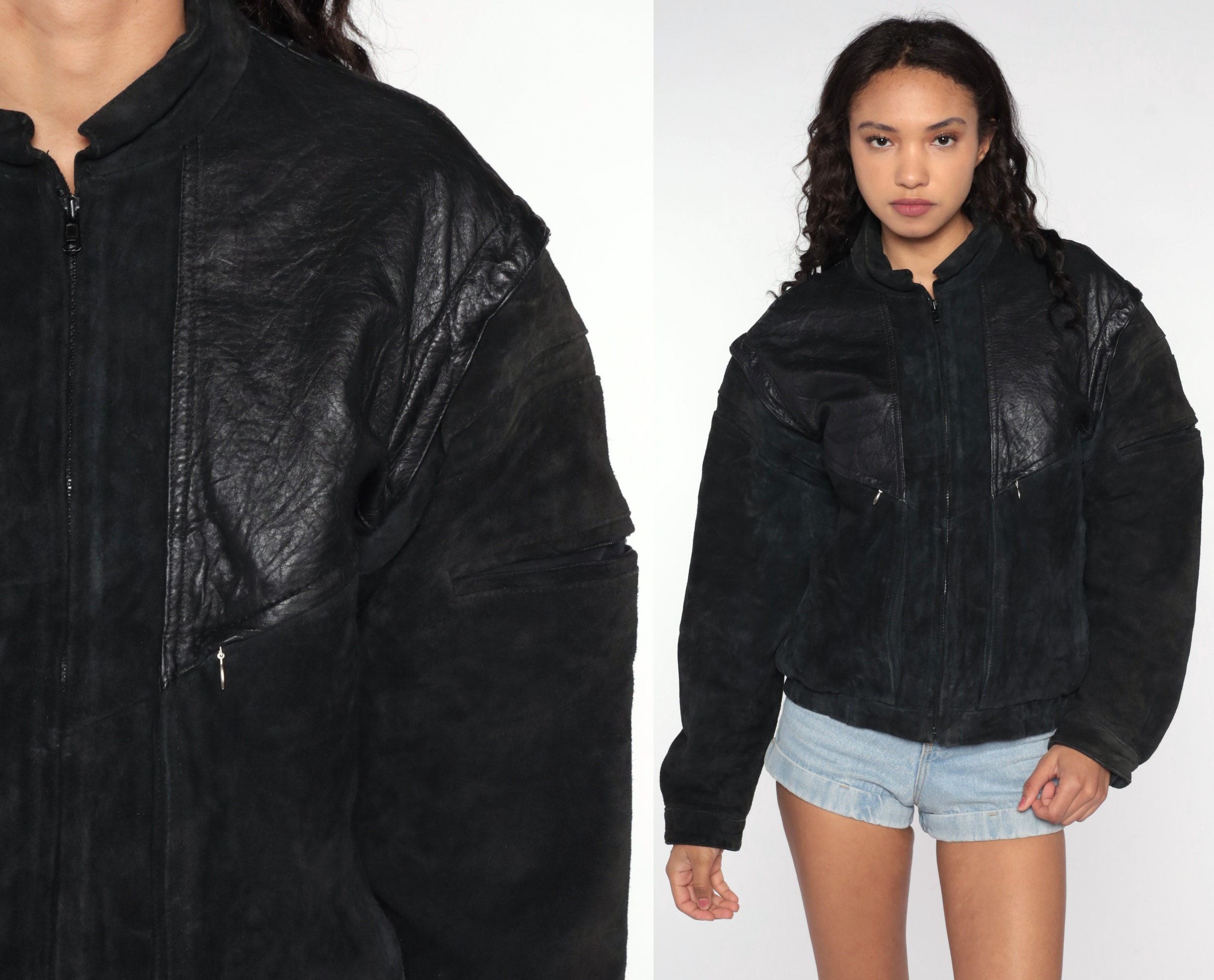 Buy Suede Bomber Jacket 80s Leather Jacket Black Leather Wilsons
