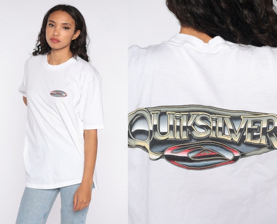 in - Large Shirt Print Shirt Surf Tee Online Etsy Buy L Vintage India Tshirt Graphic T Quiksilver Surfer 90s White Retro Shirt