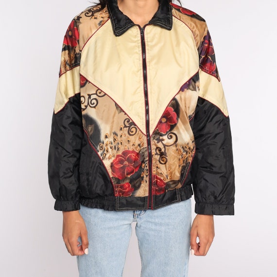 Floral Windbreaker Jacket 90s Color Block Jacket … - image 5