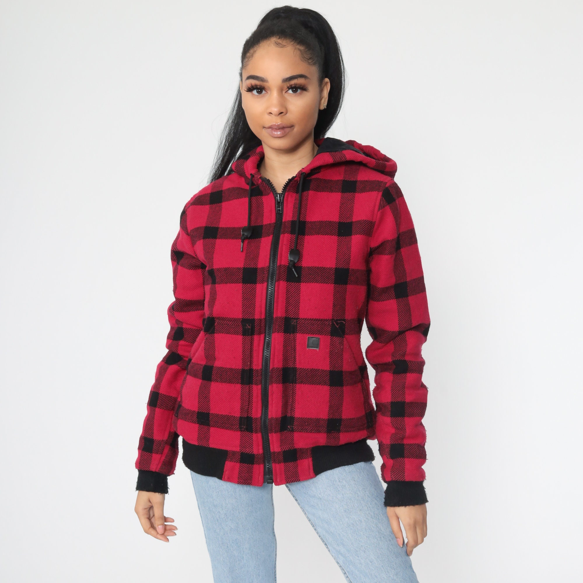 plaid sleeve hoodie